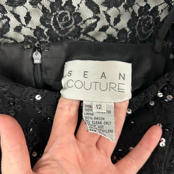 Sean Couture Black Silver Sequin Embellished Evening Dress/Jacket Set Womens 12 - Picture 5 of 6